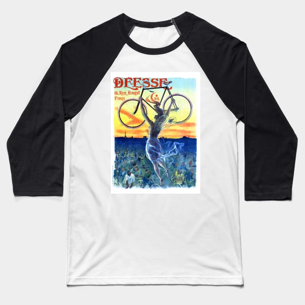 Vintage Travel Poster France Deesse Bicycles Baseball T-Shirt by vintagetreasure